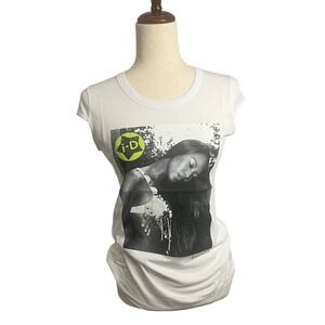 NWT‎ Fiorucci X Naomi Campbell Collab White Cap Sleeve Tee Short Sleeve T-Shirt